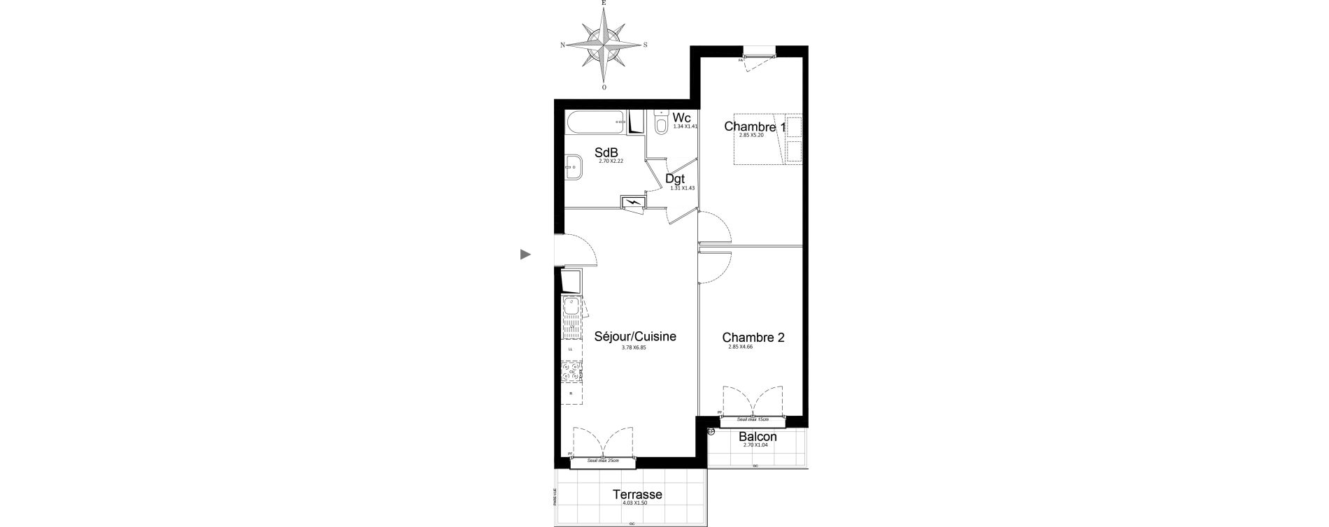Appartement T3 de 62,51 m2 &agrave; Stains Courtille - saussaie - flor&eacute;al