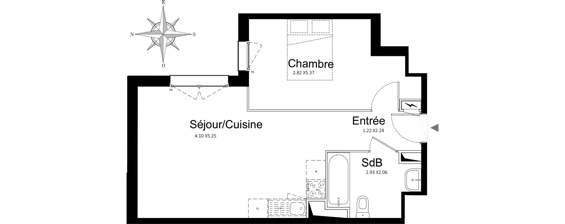 Appartement T2 de 43,47 m2 &agrave; Stains Courtille - saussaie - flor&eacute;al