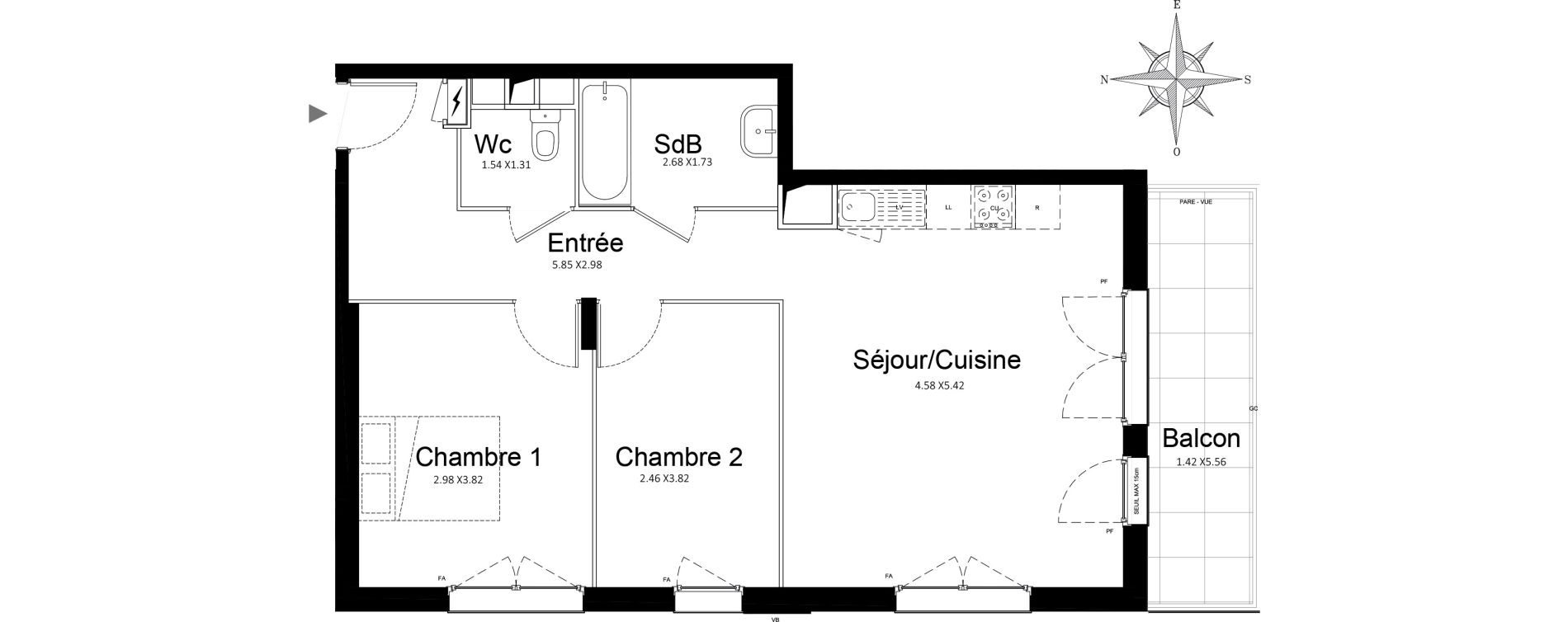Appartement T3 de 61,86 m2 &agrave; Stains Courtille - saussaie - flor&eacute;al