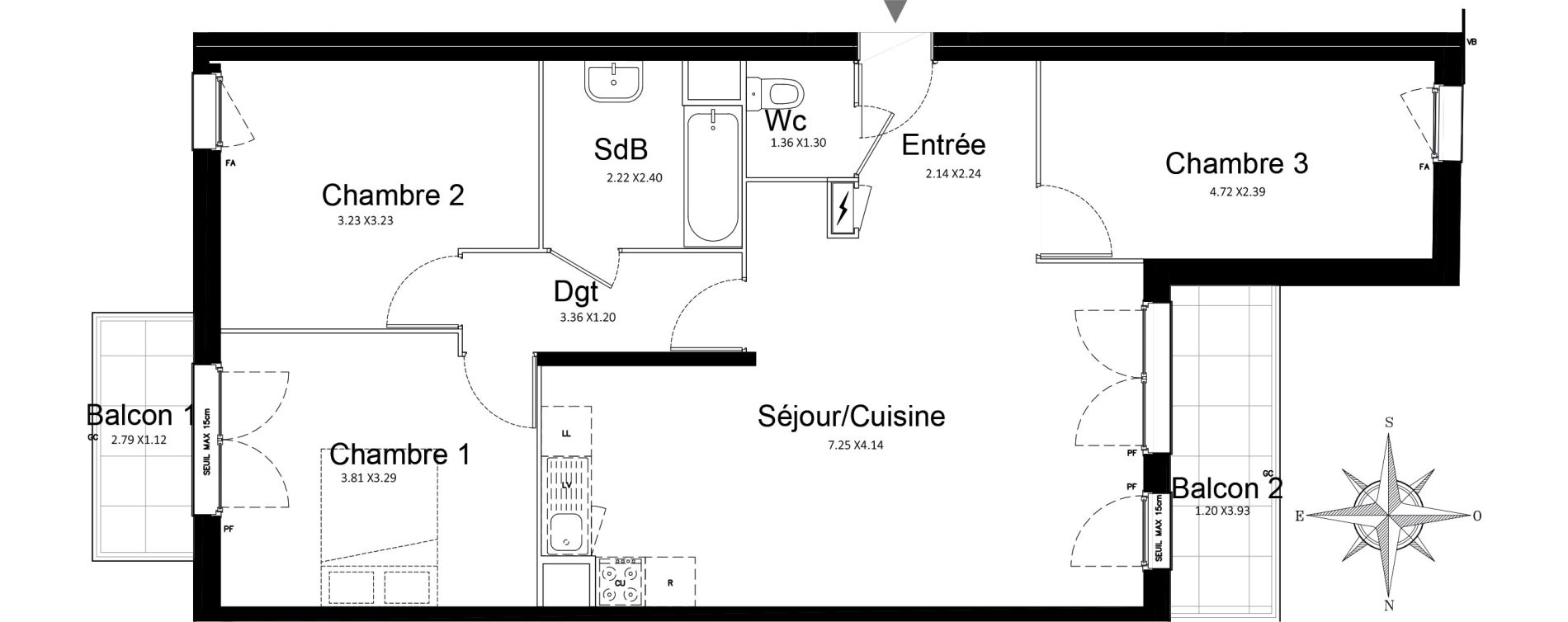 Appartement T4 de 78,68 m2 &agrave; Stains Courtille - saussaie - flor&eacute;al