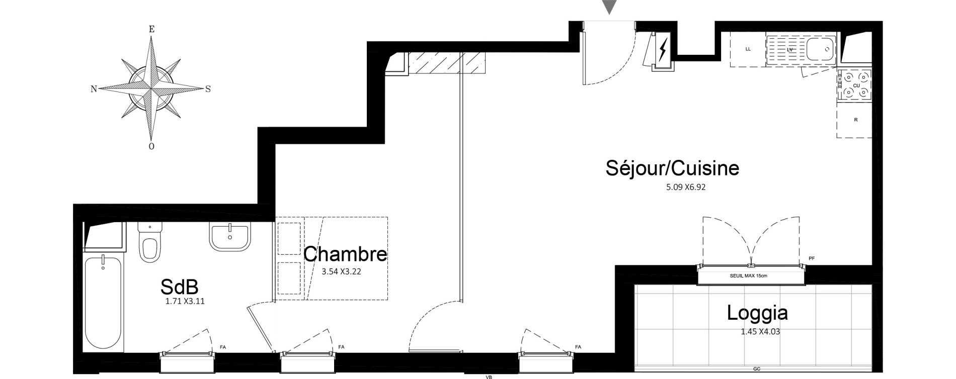 Appartement T2 de 49,15 m2 &agrave; Stains Courtille - saussaie - flor&eacute;al