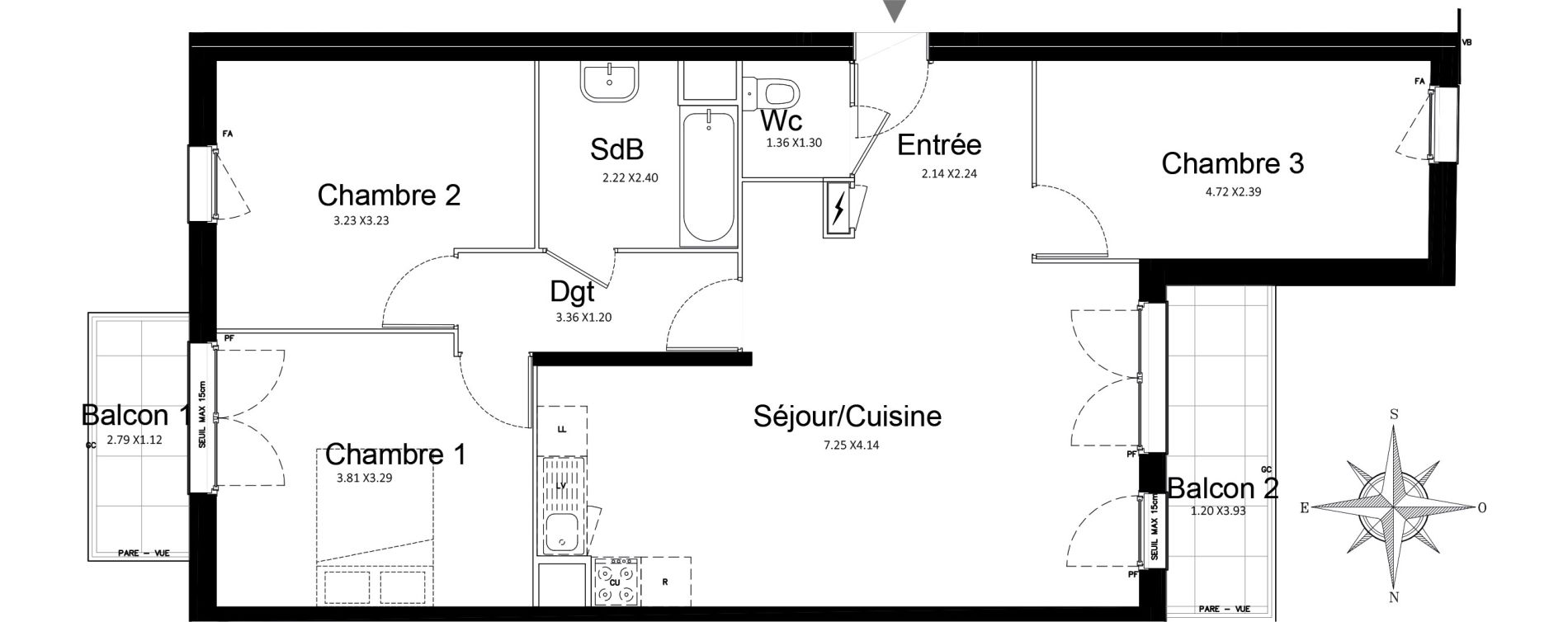 Appartement T4 de 78,68 m2 &agrave; Stains Courtille - saussaie - flor&eacute;al