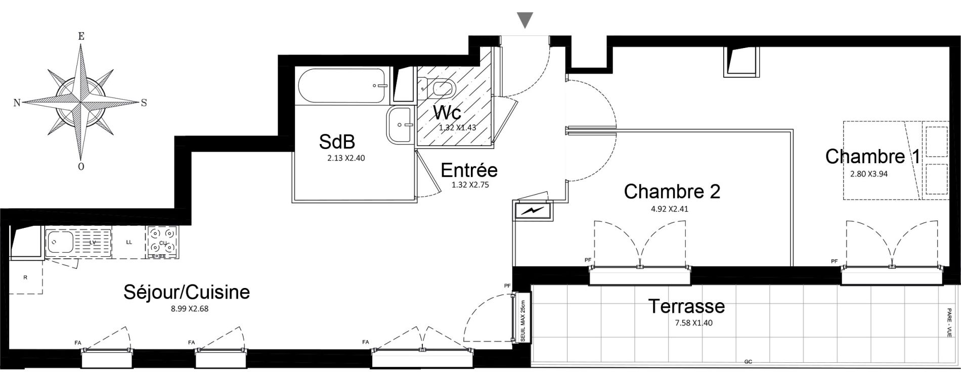 Appartement T3 de 61,90 m2 &agrave; Stains Courtille - saussaie - flor&eacute;al