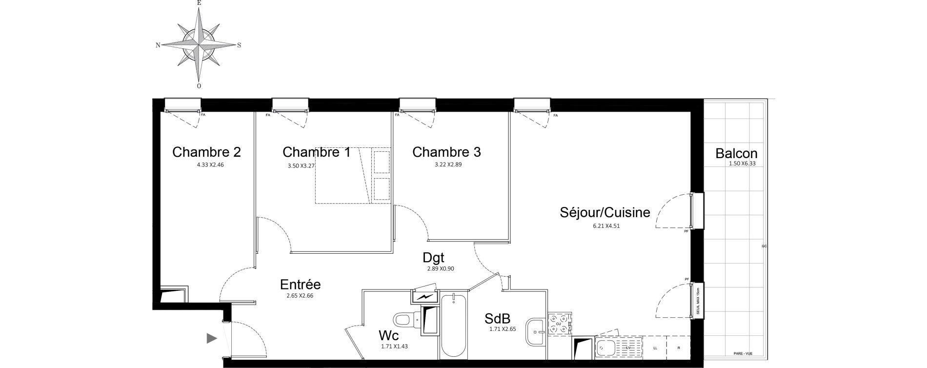 Appartement T4 de 77,30 m2 &agrave; Stains Courtille - saussaie - flor&eacute;al