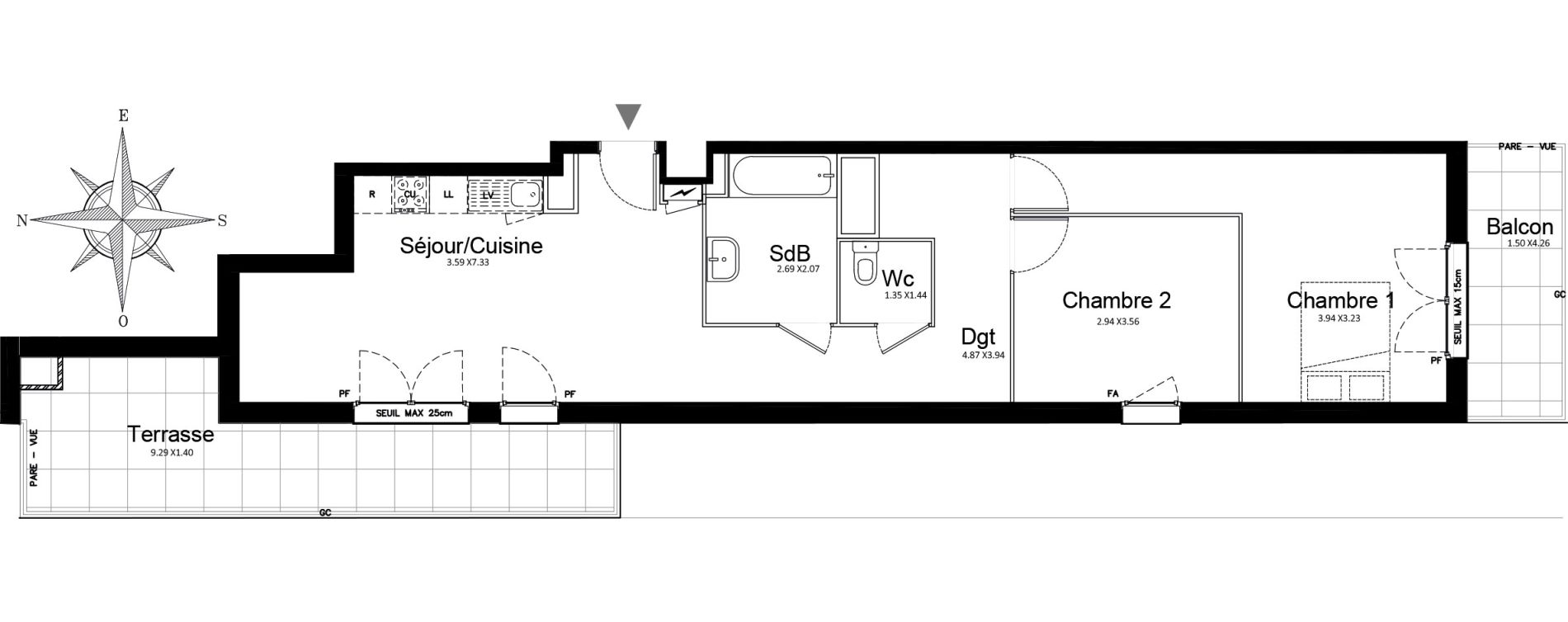 Appartement T3 de 67,51 m2 &agrave; Stains Courtille - saussaie - flor&eacute;al