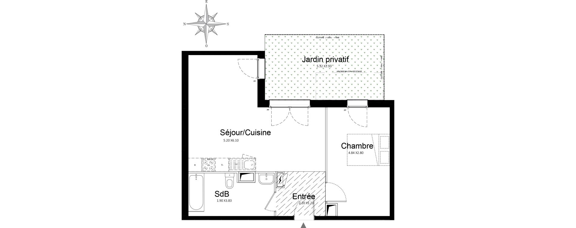 Appartement T2 de 49,12 m2 &agrave; Stains Courtille - saussaie - flor&eacute;al