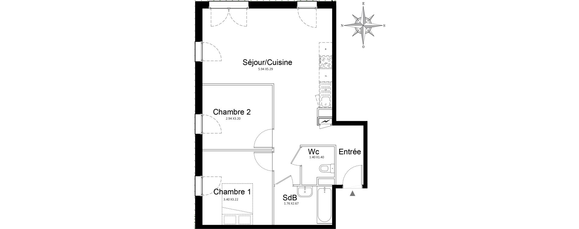 Appartement T3 de 60,45 m2 &agrave; Stains Courtille - saussaie - flor&eacute;al