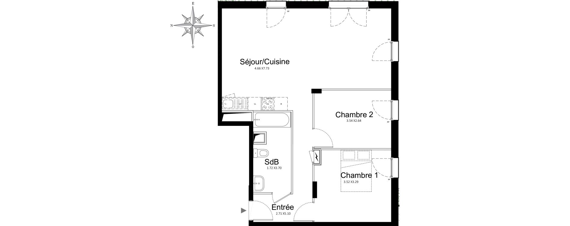 Appartement T3 de 66,14 m2 &agrave; Stains Courtille - saussaie - flor&eacute;al