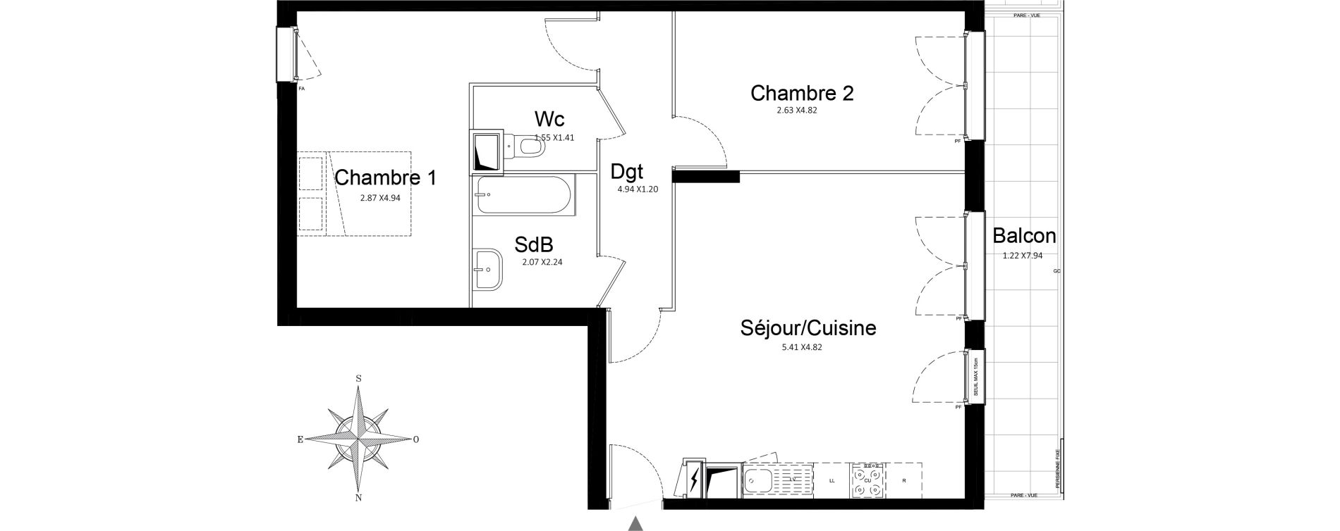 Appartement T3 de 71,49 m2 &agrave; Stains Courtille - saussaie - flor&eacute;al