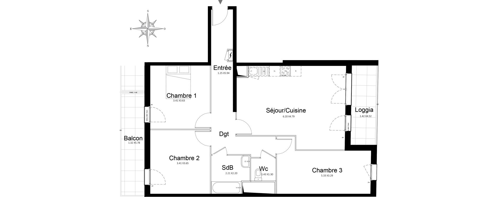 Appartement T4 de 84,68 m2 &agrave; Stains Courtille - saussaie - flor&eacute;al