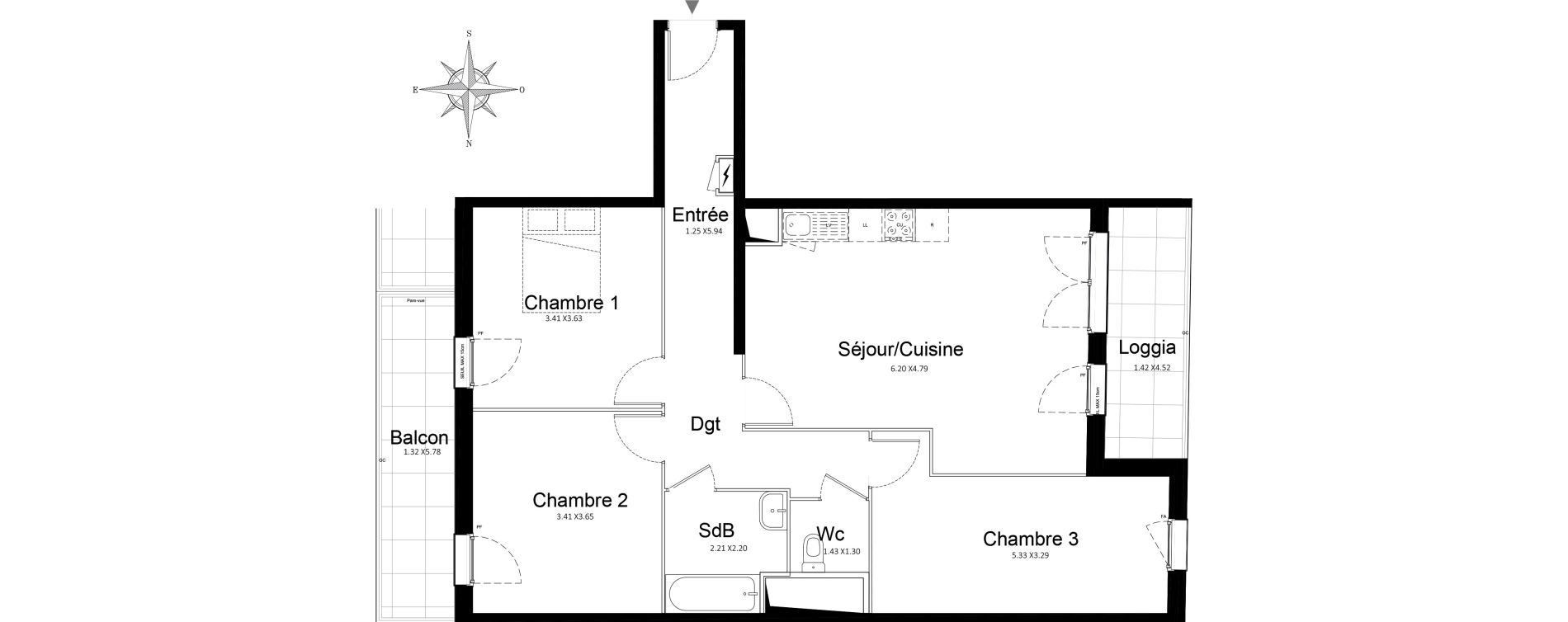 Appartement T4 de 84,68 m2 &agrave; Stains Courtille - saussaie - flor&eacute;al