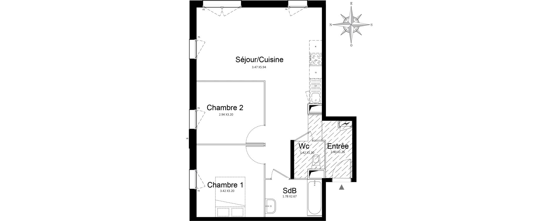 Appartement T3 de 60,91 m2 &agrave; Stains Courtille - saussaie - flor&eacute;al