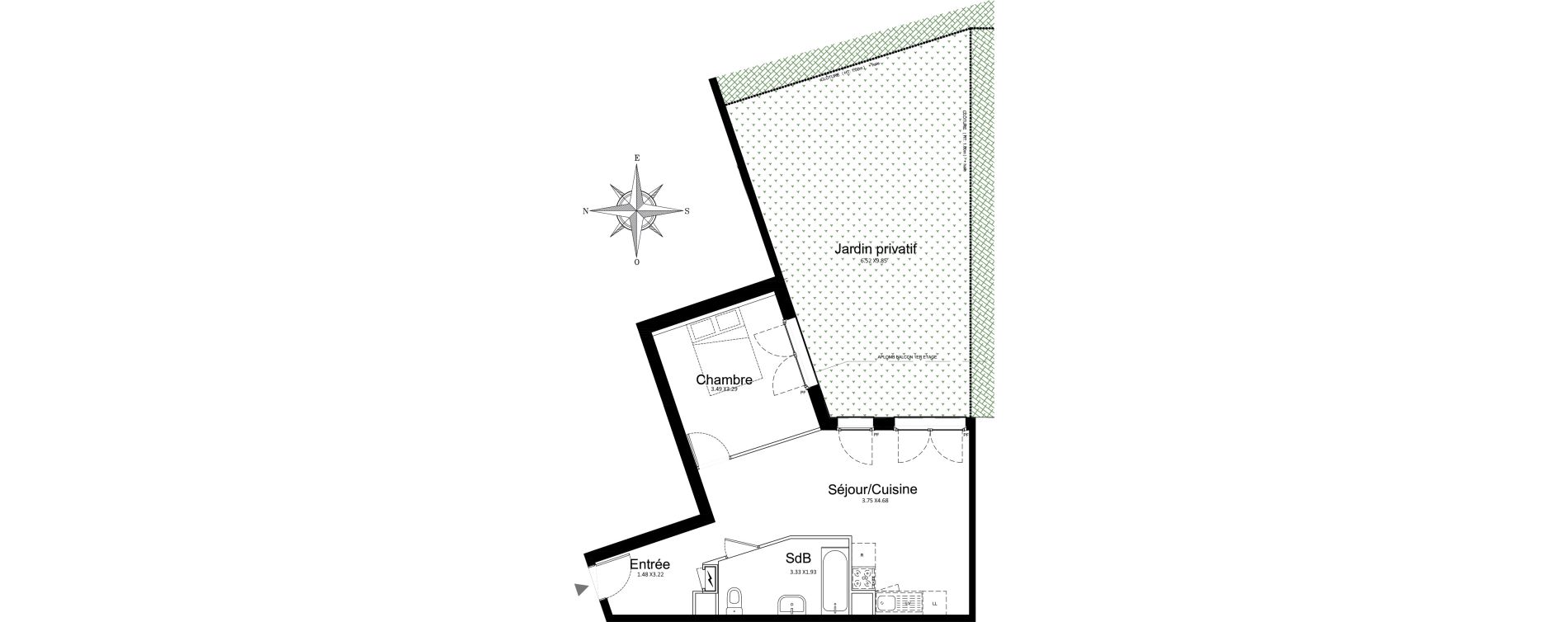 Appartement T2 de 44,80 m2 &agrave; Stains Courtille - saussaie - flor&eacute;al