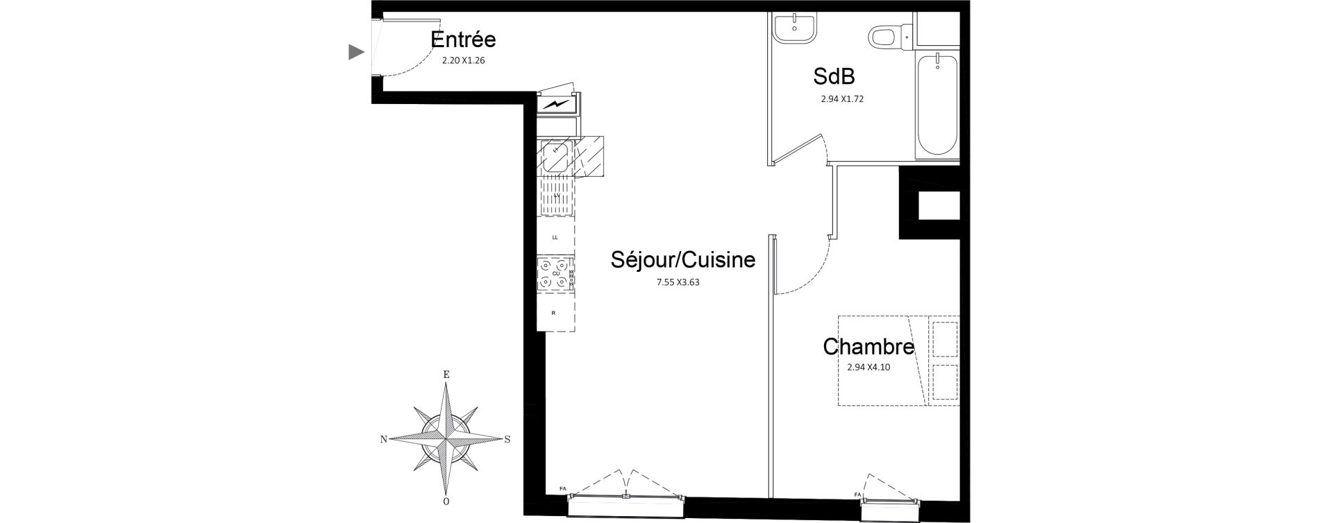 Appartement T2 de 50,08 m2 &agrave; Stains Courtille - saussaie - flor&eacute;al