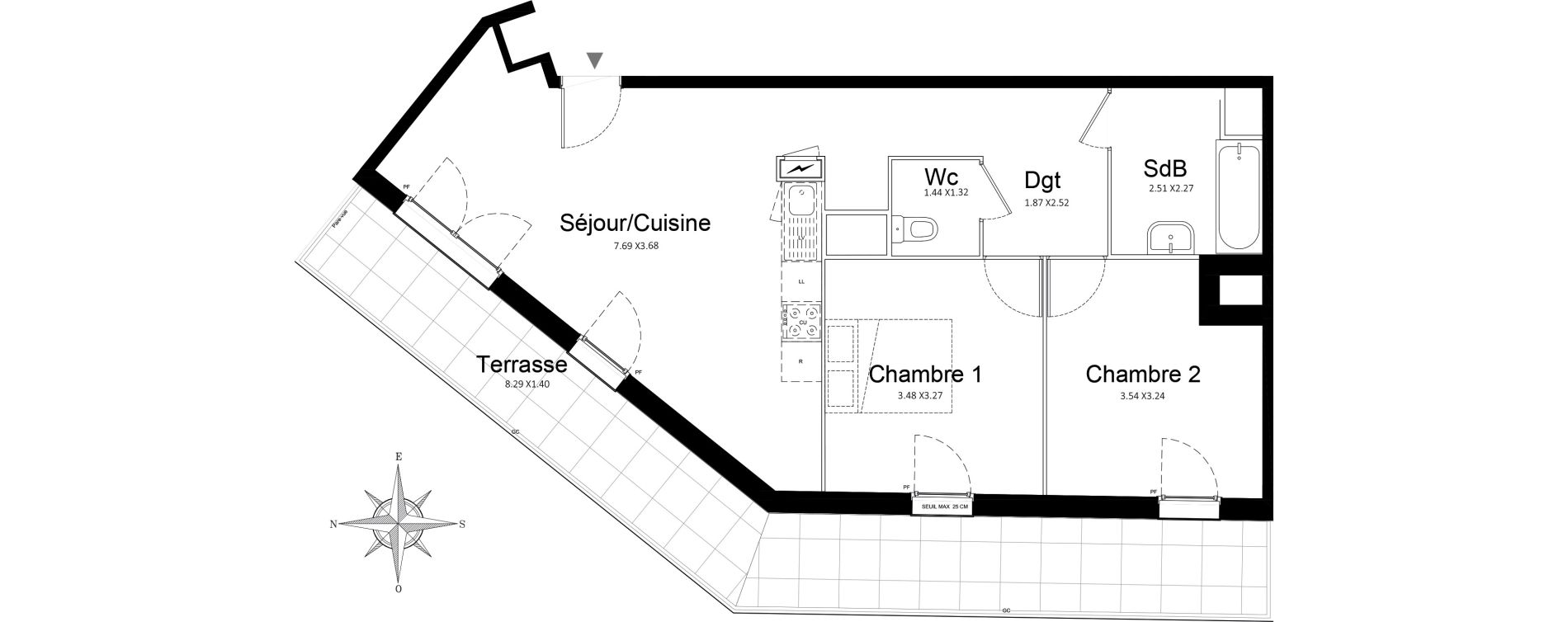 Appartement T3 de 62,93 m2 &agrave; Stains Courtille - saussaie - flor&eacute;al