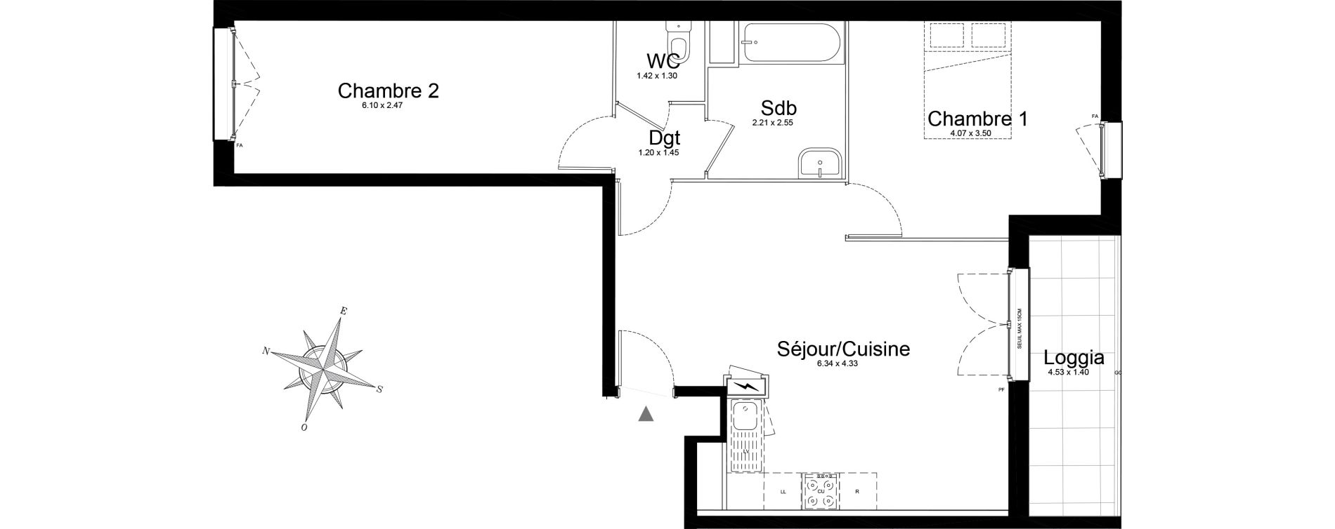Appartement T3 de 64,78 m2 &agrave; Stains Courtille - saussaie - flor&eacute;al