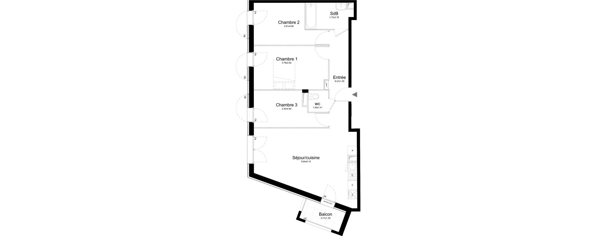 Appartement T4 de 75,01 m2 &agrave; Stains Centre
