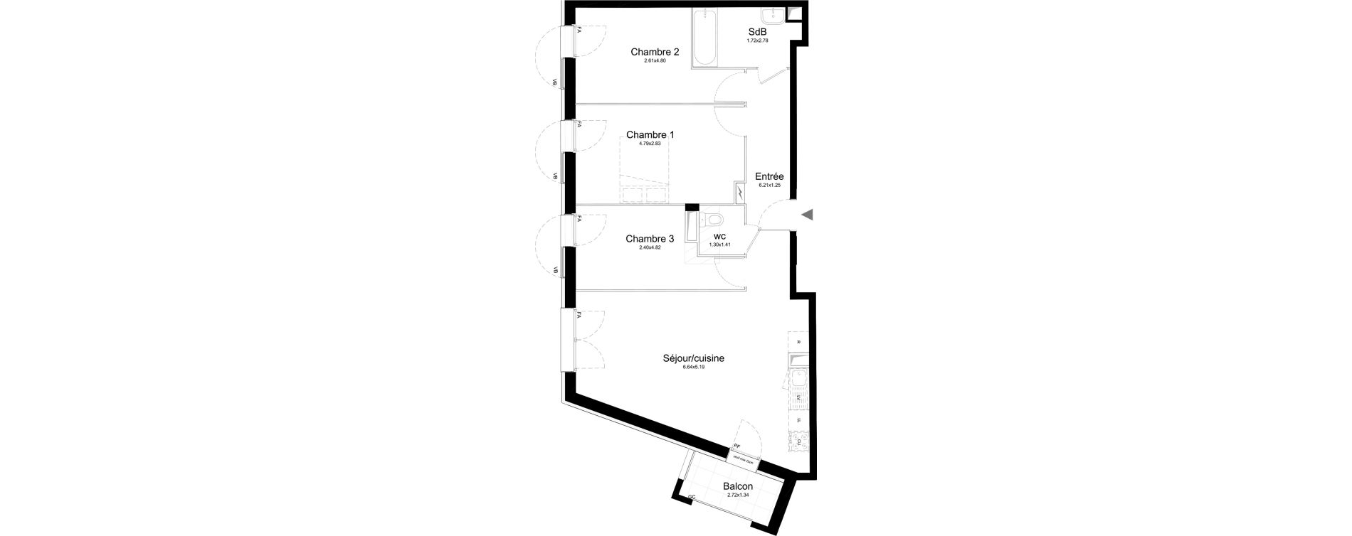 Appartement T4 de 75,01 m2 &agrave; Stains Centre