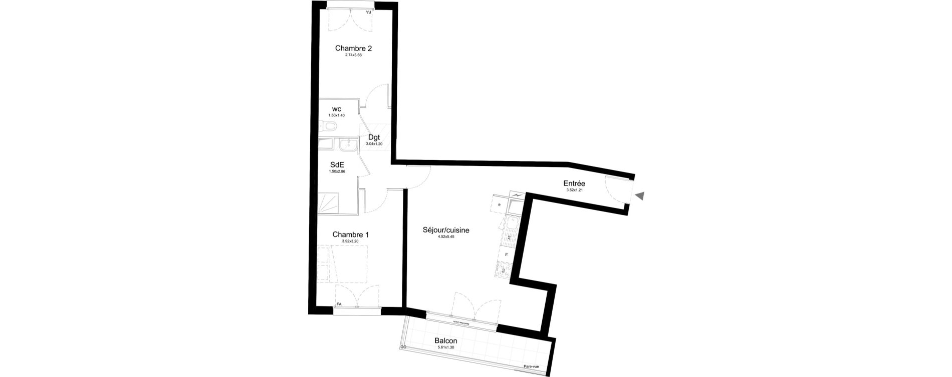 Appartement T3 de 62,41 m2 &agrave; Stains Centre