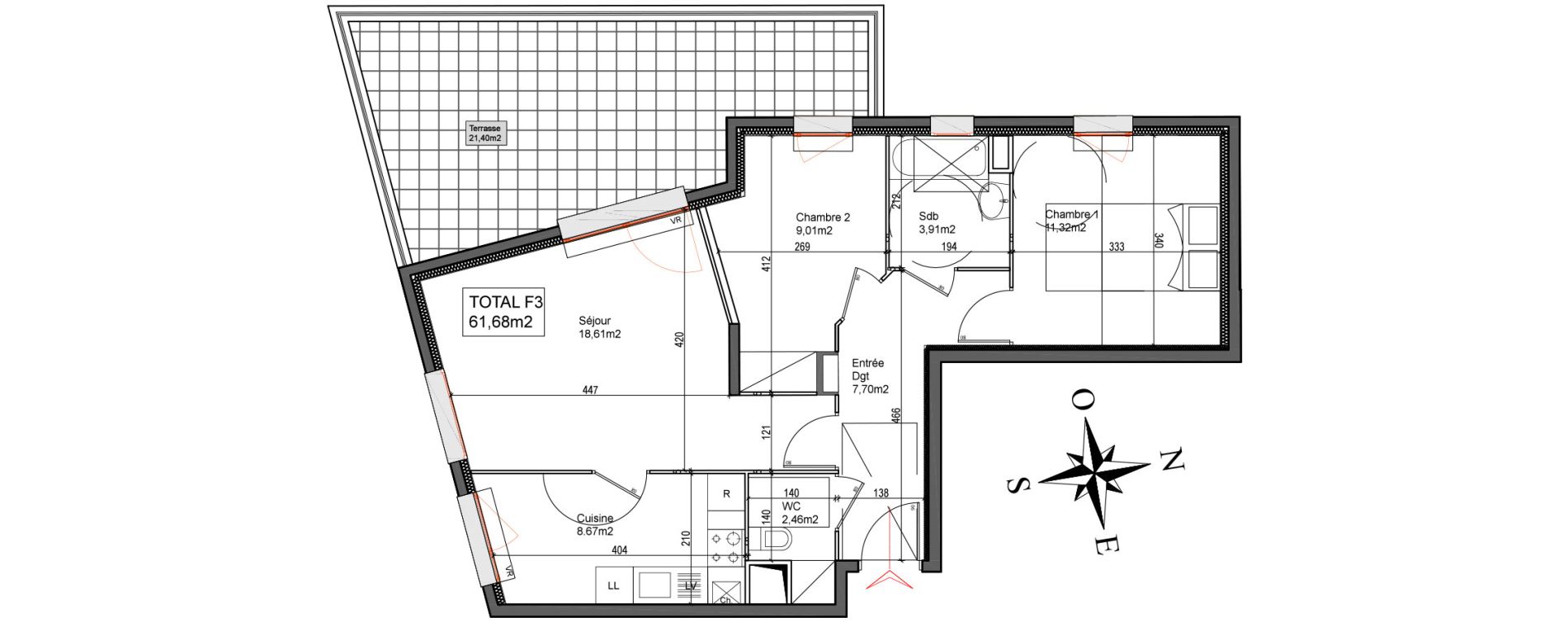 Appartement T3 de 61,68 m2 &agrave; Stains Centre