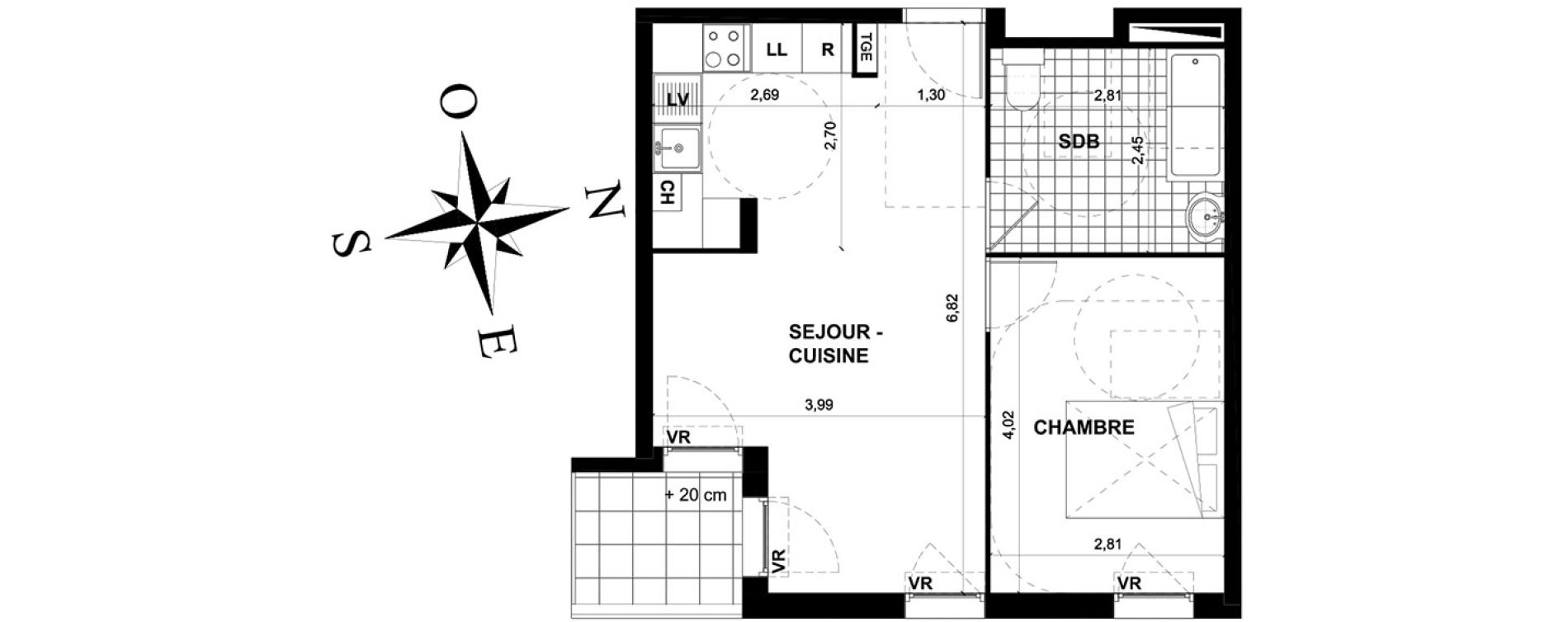 Appartement T2 de 43,00 m2 &agrave; Stains Centre