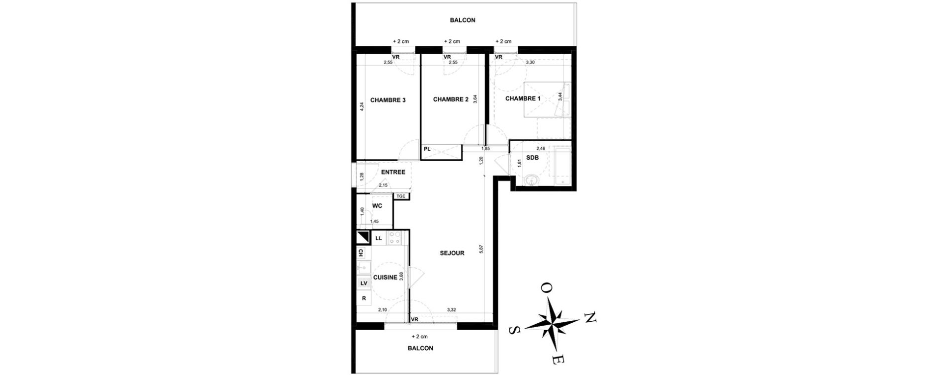Appartement T4 de 73,00 m2 &agrave; Stains Centre
