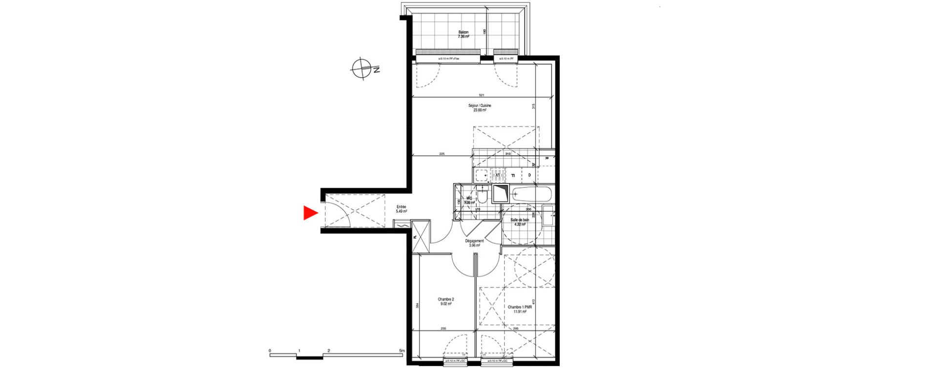 Appartement T3 de 60,57 m2 &agrave; Tremblay-En-France Centre