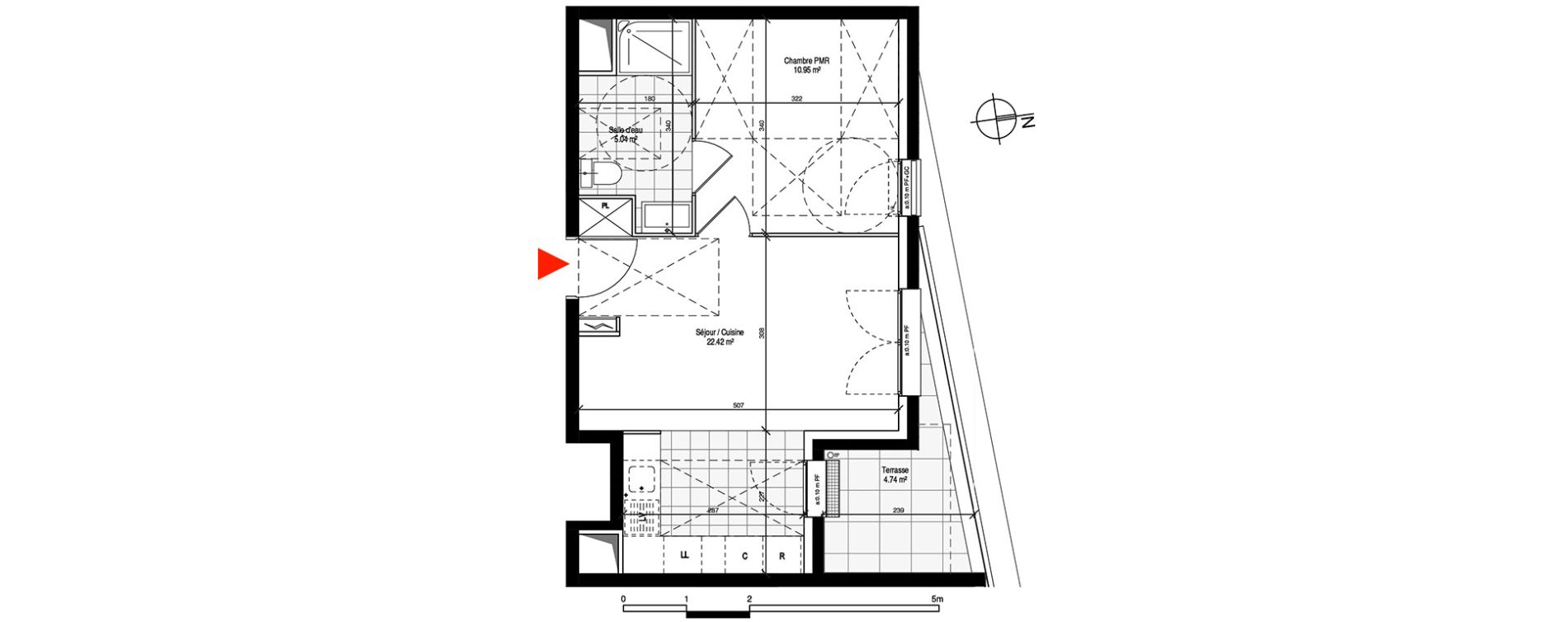 Appartement T2 de 38,40 m2 &agrave; Tremblay-En-France Centre