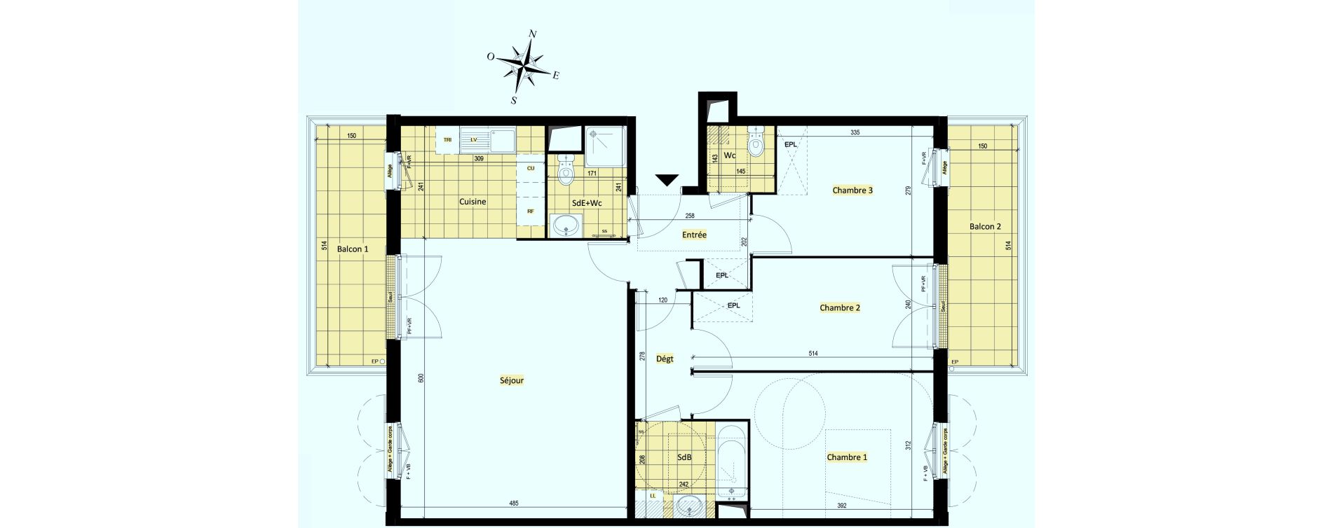 Appartement T4 de 90,04 m2 &agrave; Vaujours Fenelon