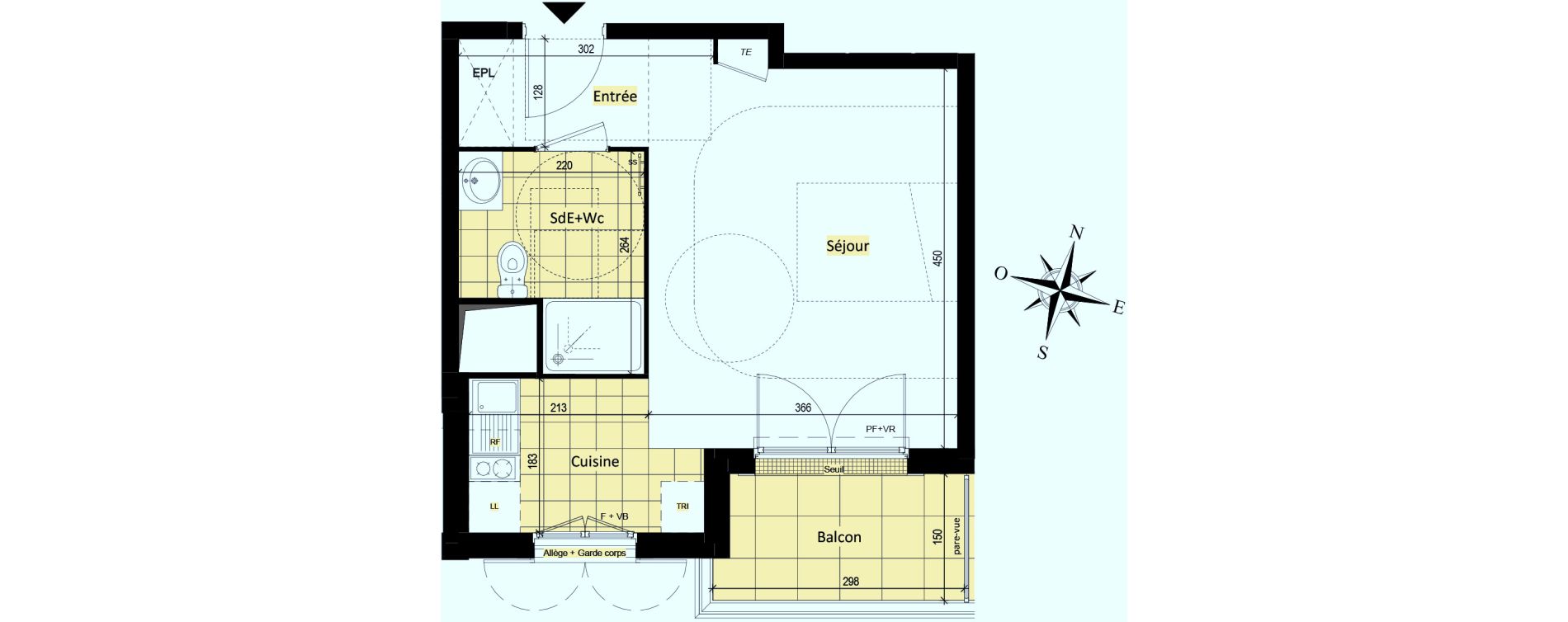 Appartement T1 de 29,13 m2 &agrave; Vaujours Fenelon
