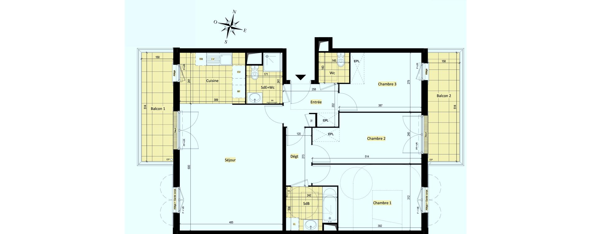 Appartement T4 de 90,04 m2 &agrave; Vaujours Fenelon