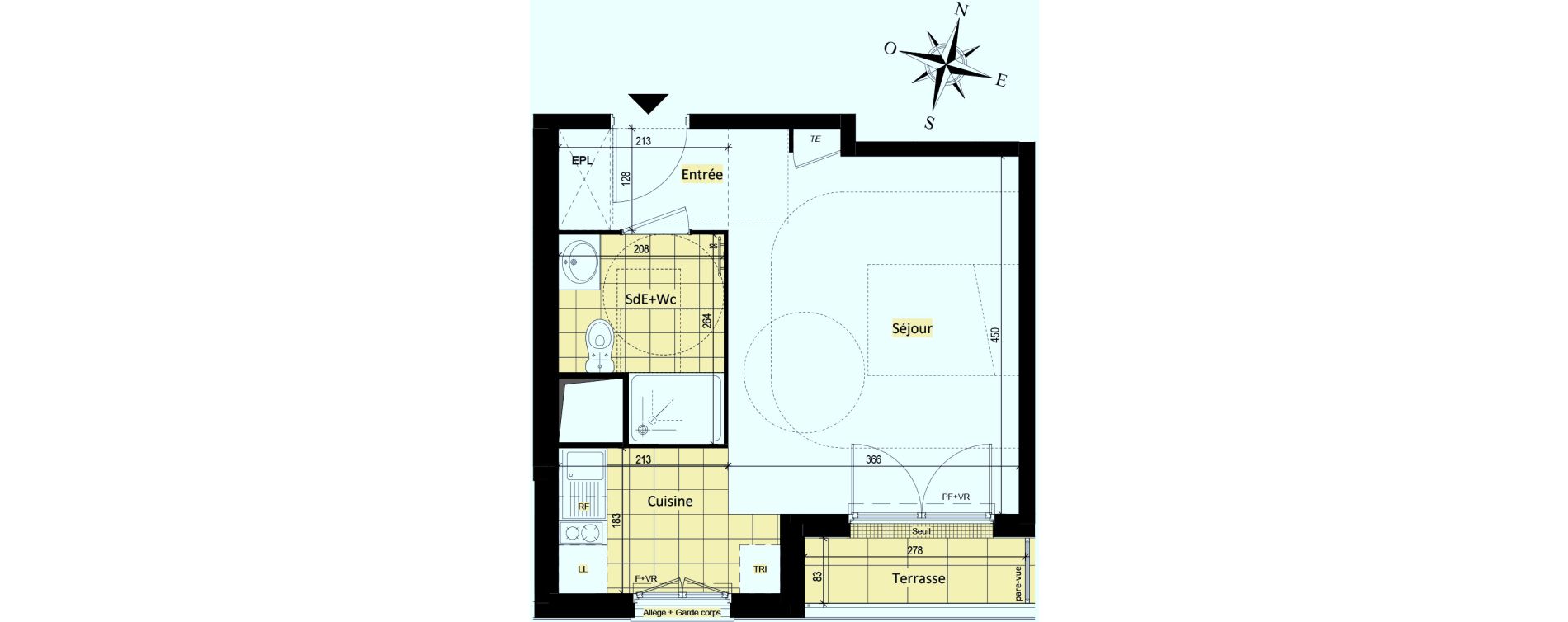 Appartement T1 de 28,77 m2 &agrave; Vaujours Fenelon