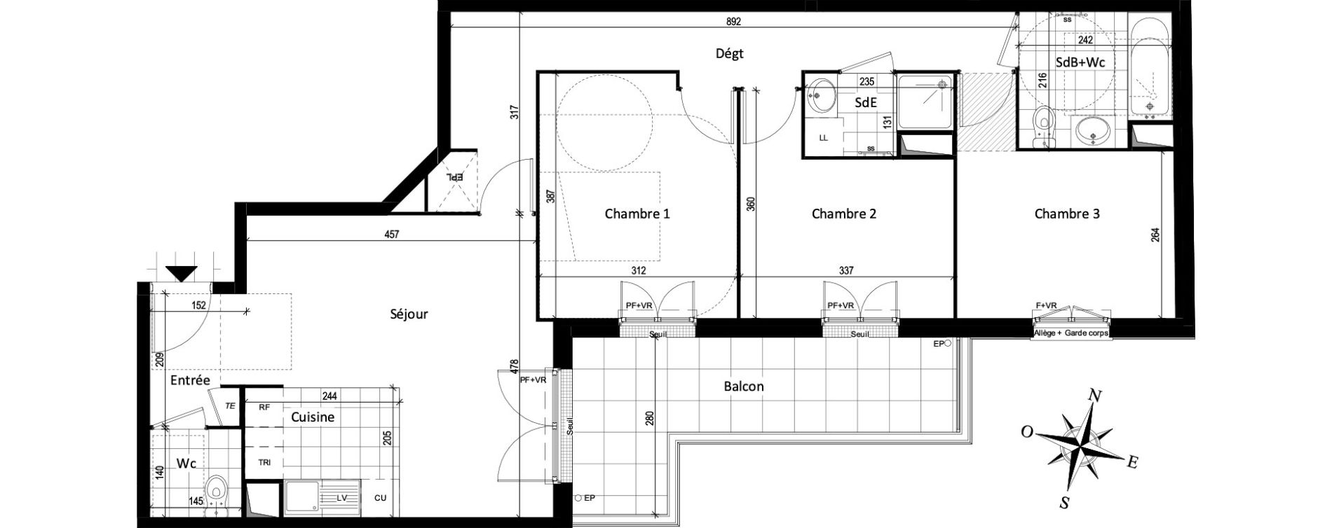 Appartement T4 de 78,59 m2 &agrave; Vaujours Fenelon