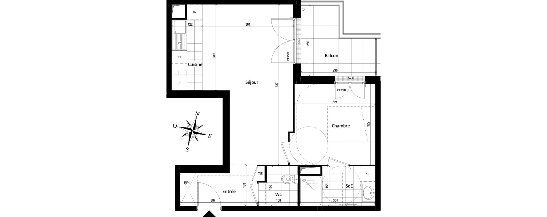 Appartement T2 de 44,99 m2 &agrave; Vaujours Fenelon