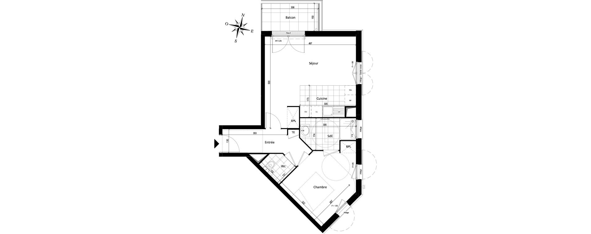 Appartement T2 de 46,69 m2 &agrave; Vaujours Fenelon