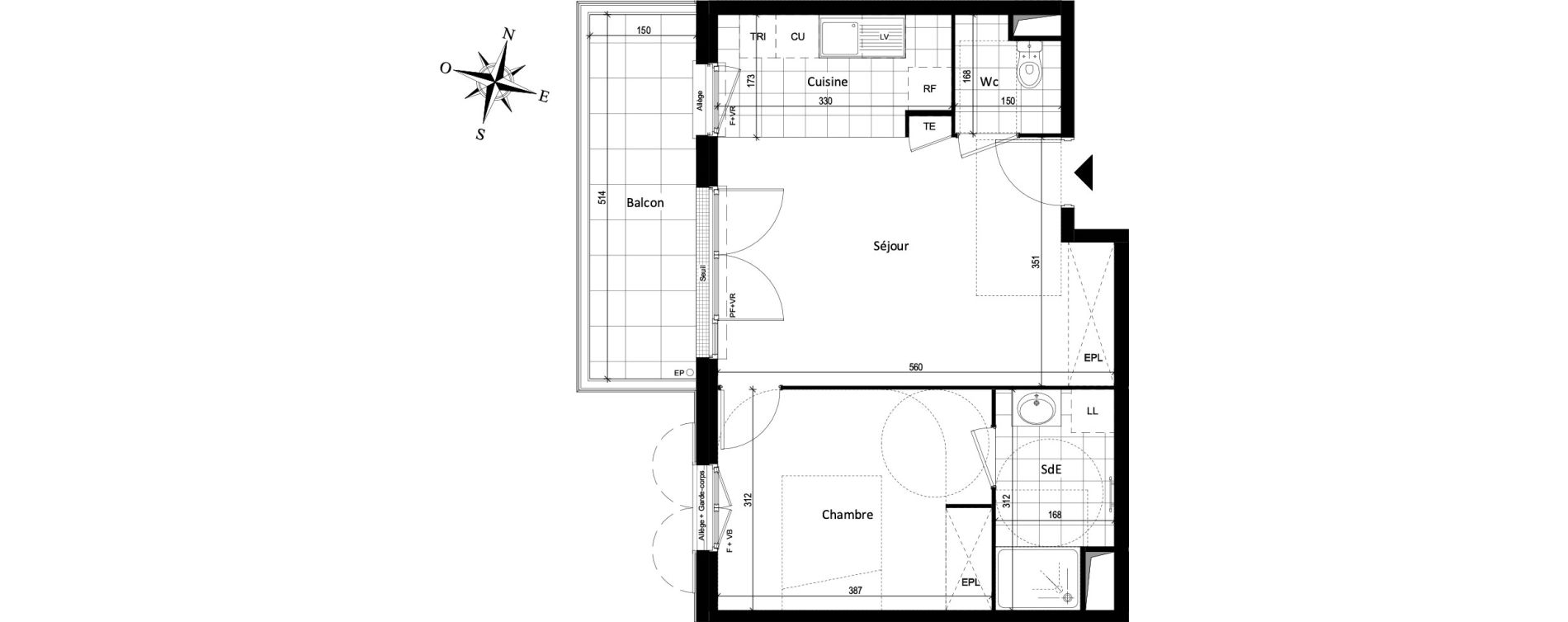 Appartement T2 de 43,10 m2 &agrave; Vaujours Fenelon