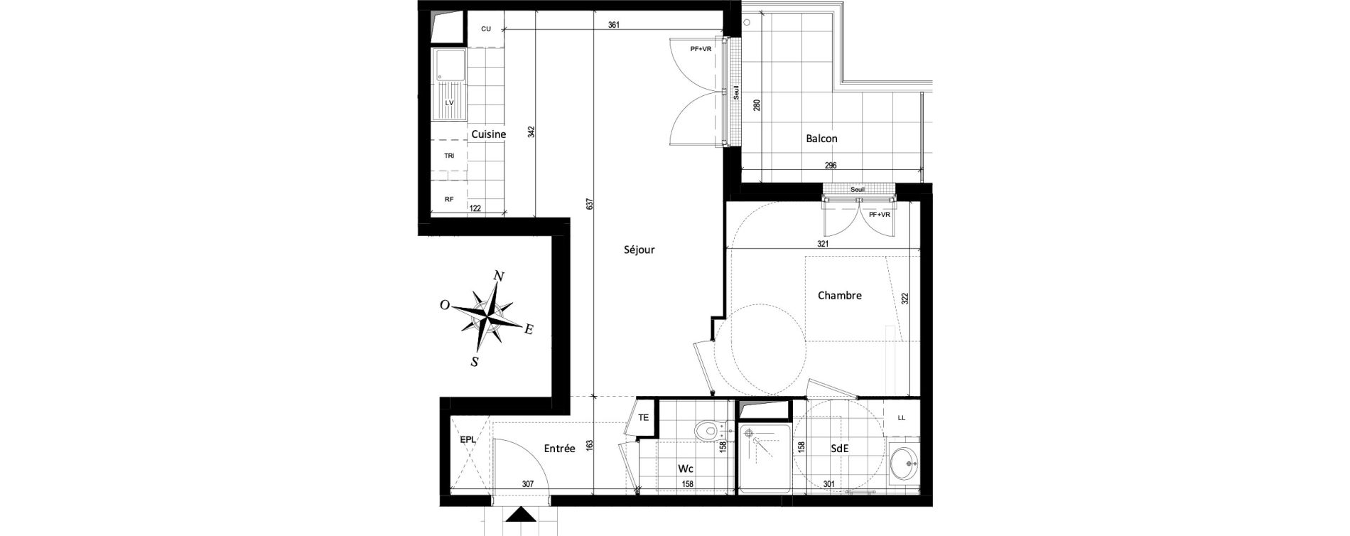 Appartement T2 de 44,99 m2 &agrave; Vaujours Fenelon