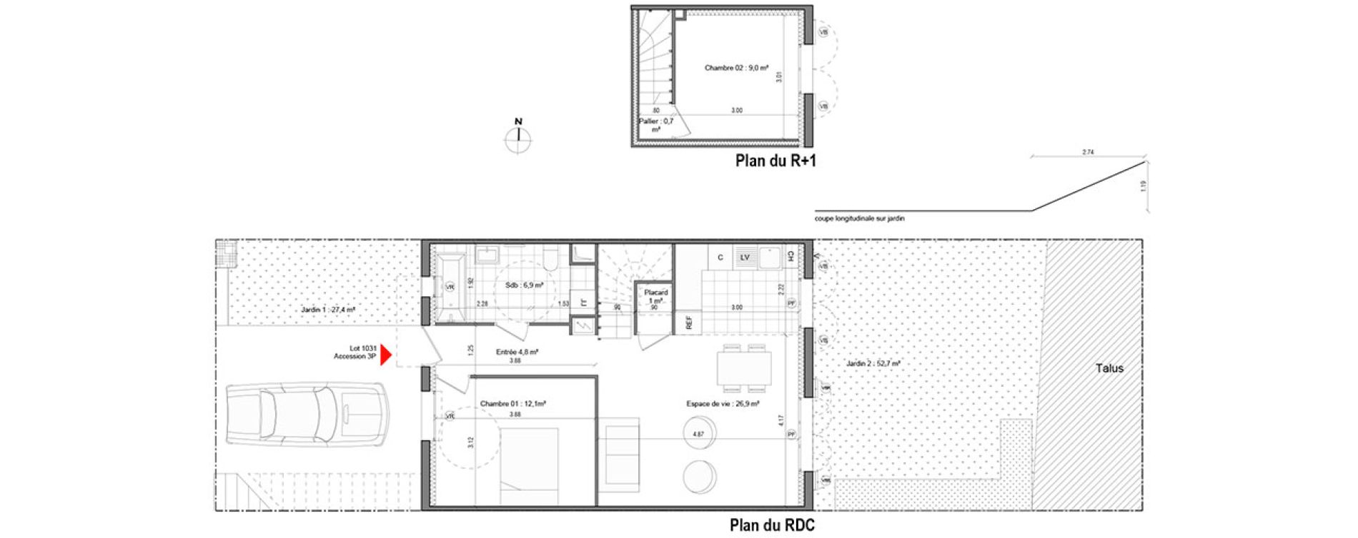Maison T3 de 61,40 m2 &agrave; Vaujours Centre