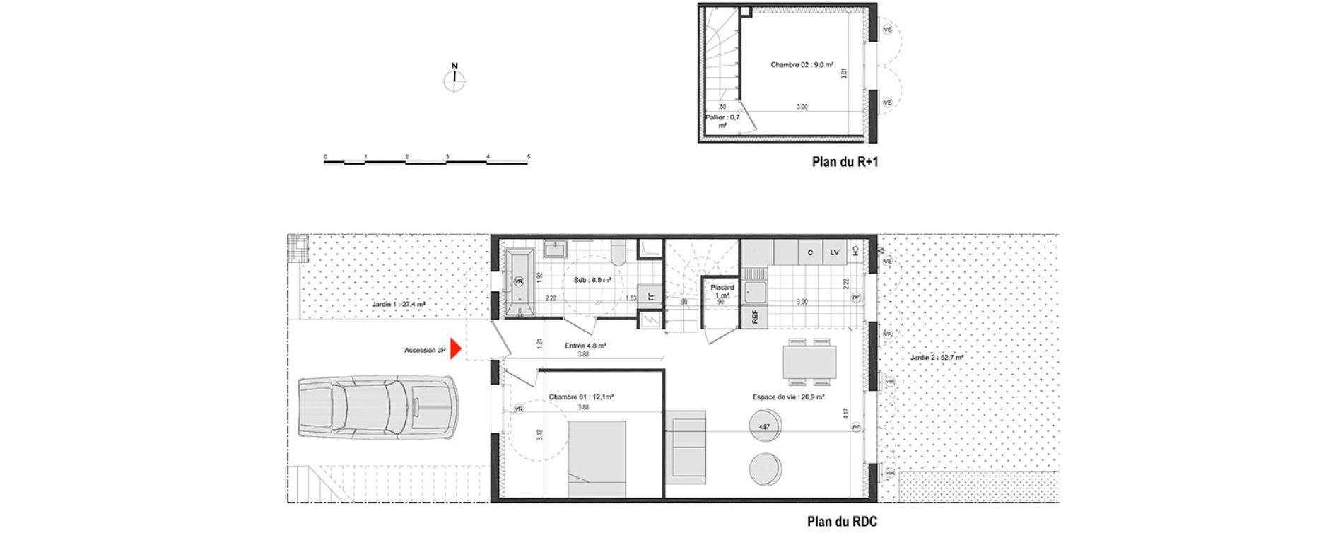 Maison T3 de 61,40 m2 &agrave; Vaujours Centre
