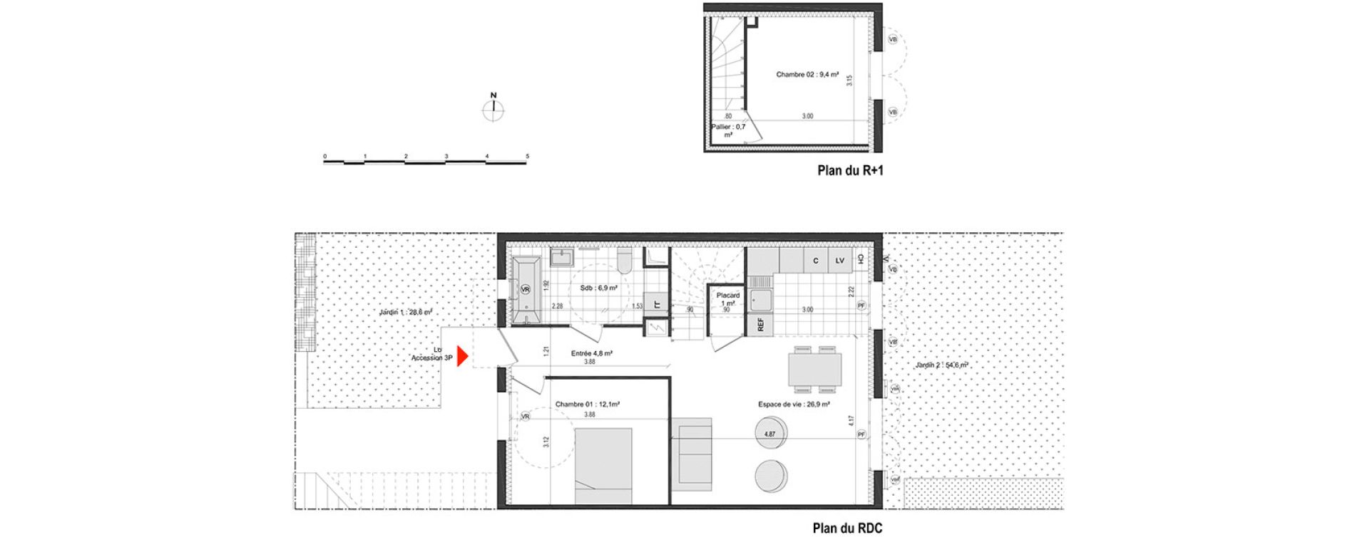 Maison T3 de 61,80 m2 &agrave; Vaujours Centre