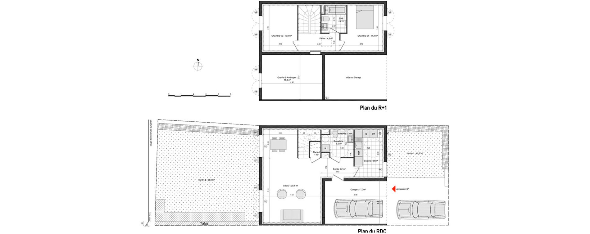 Maison T3 de 79,00 m2 &agrave; Vaujours Centre