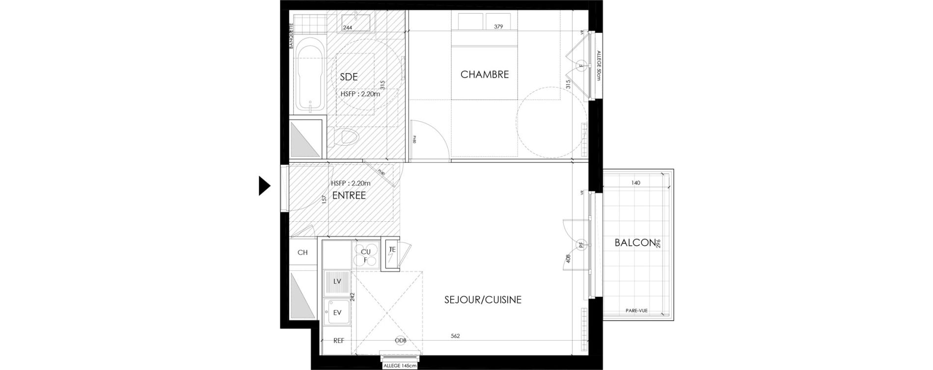 Appartement T2 de 42,76 m2 &agrave; Villemomble Centre