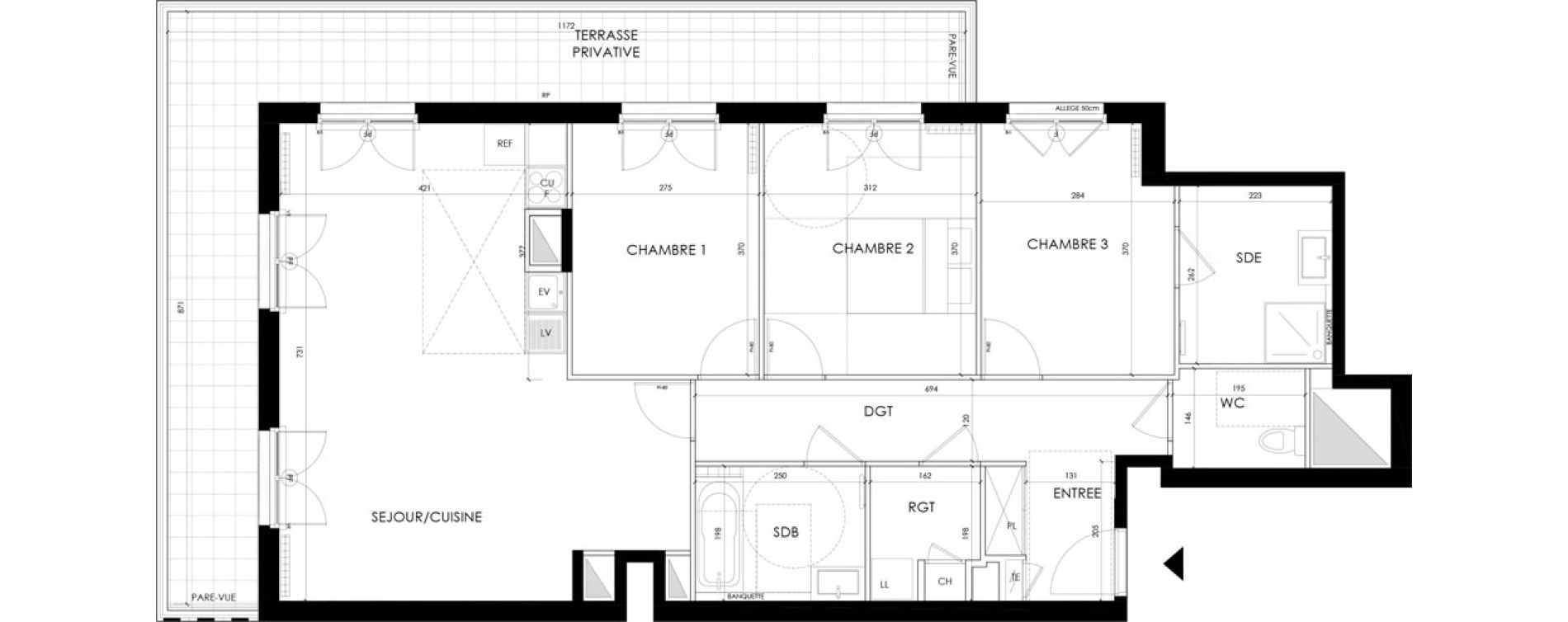 Appartement T4 de 93,52 m2 &agrave; Villemomble Centre