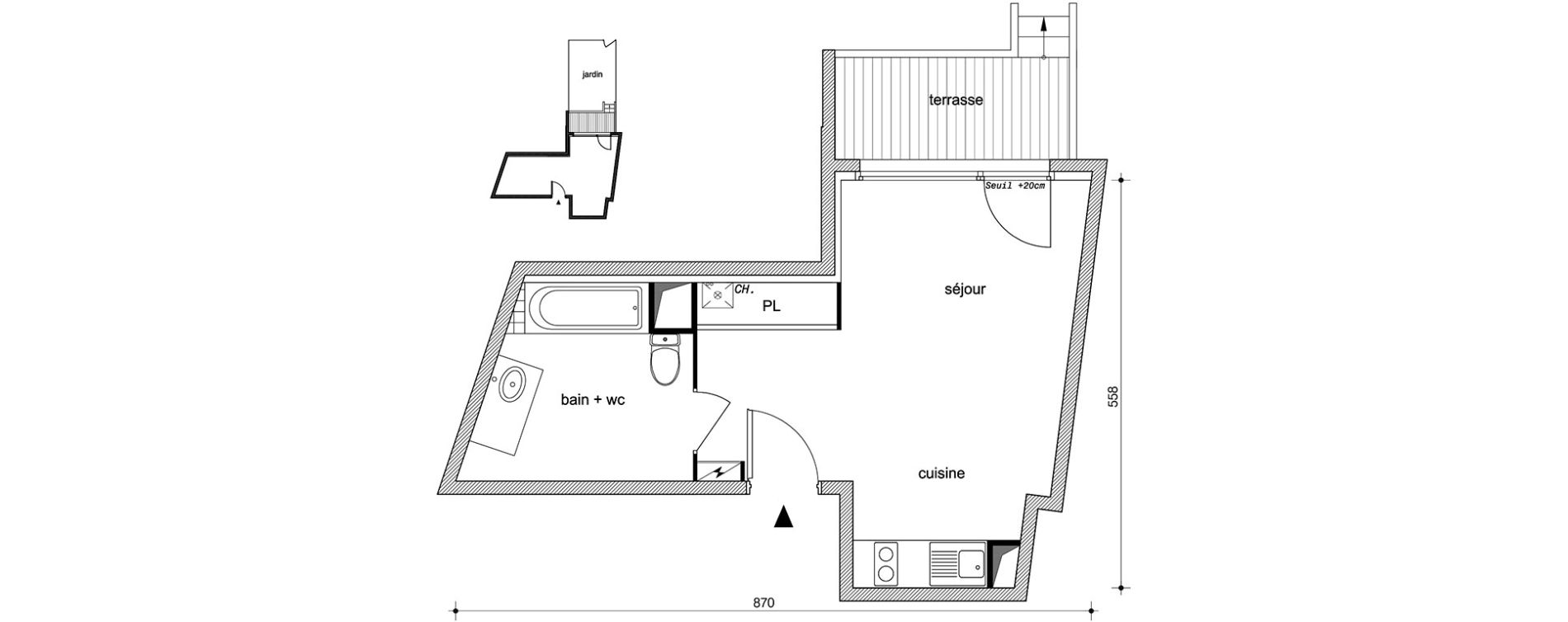 Appartement T1 de 28,50 m2 &agrave; Villemomble Centre