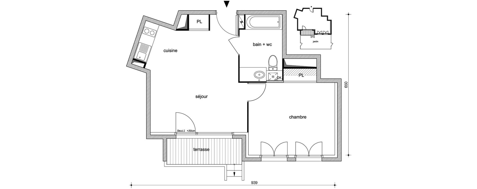Appartement T2 de 43,25 m2 &agrave; Villemomble Centre