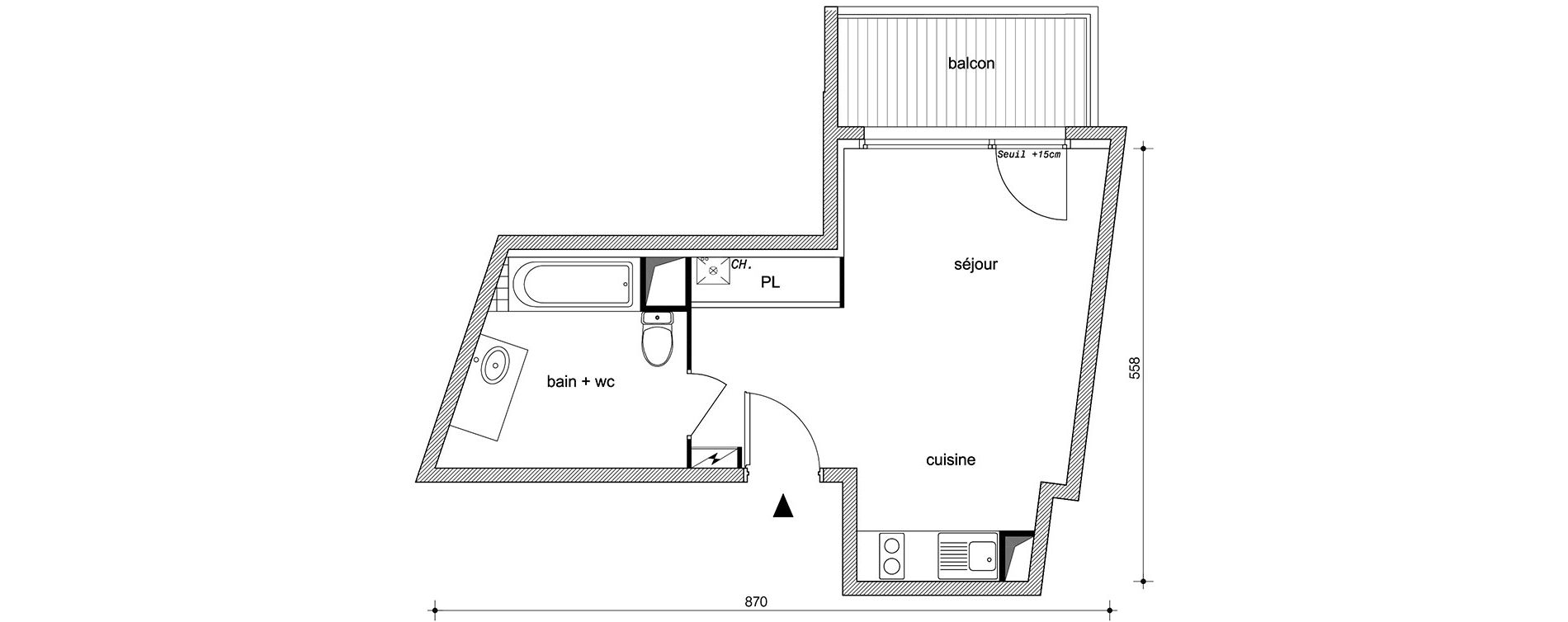 Appartement T1 de 28,50 m2 &agrave; Villemomble Centre