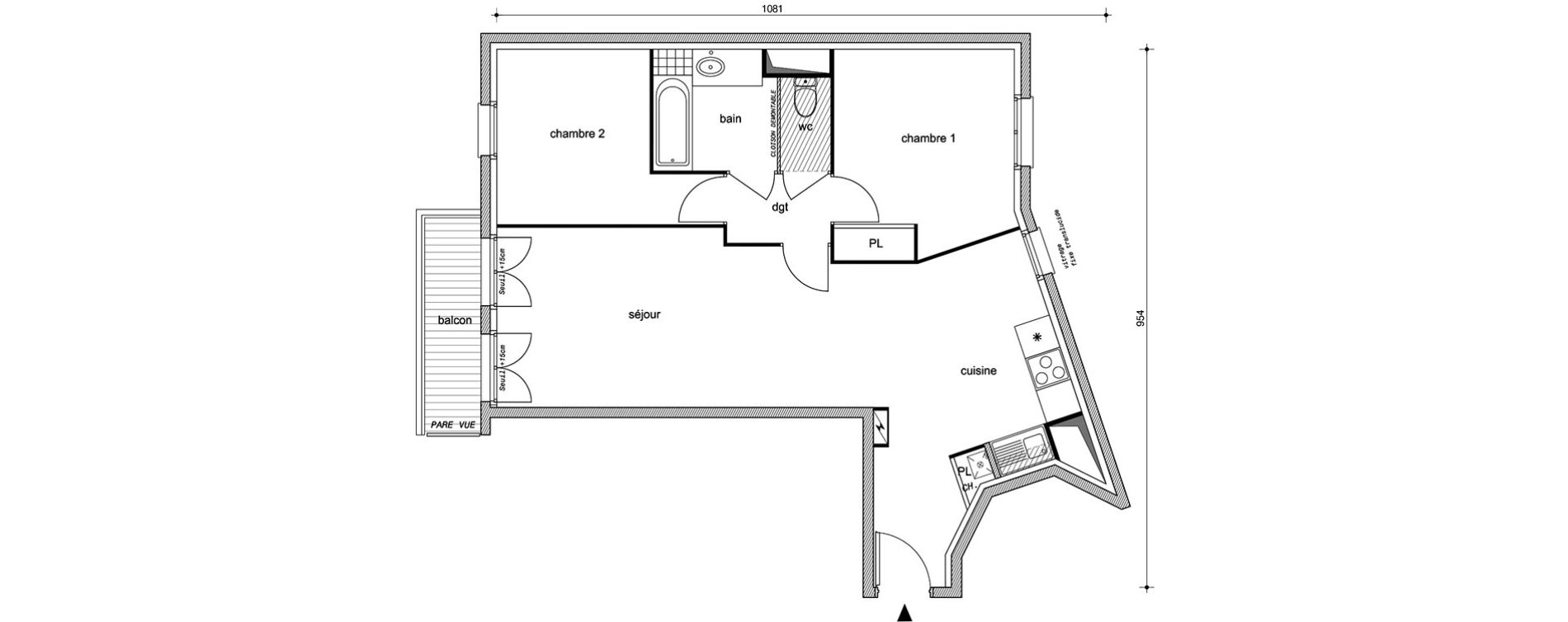 Appartement T3 de 65,15 m2 &agrave; Villemomble Centre