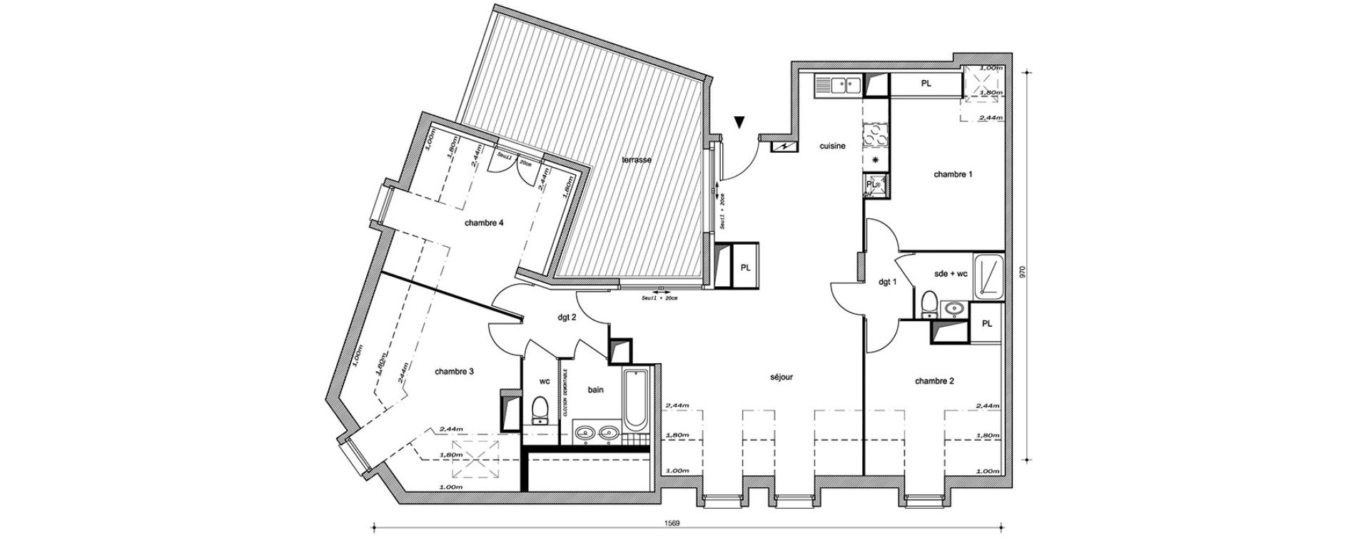 Appartement T5 de 106,60 m2 &agrave; Villemomble Centre
