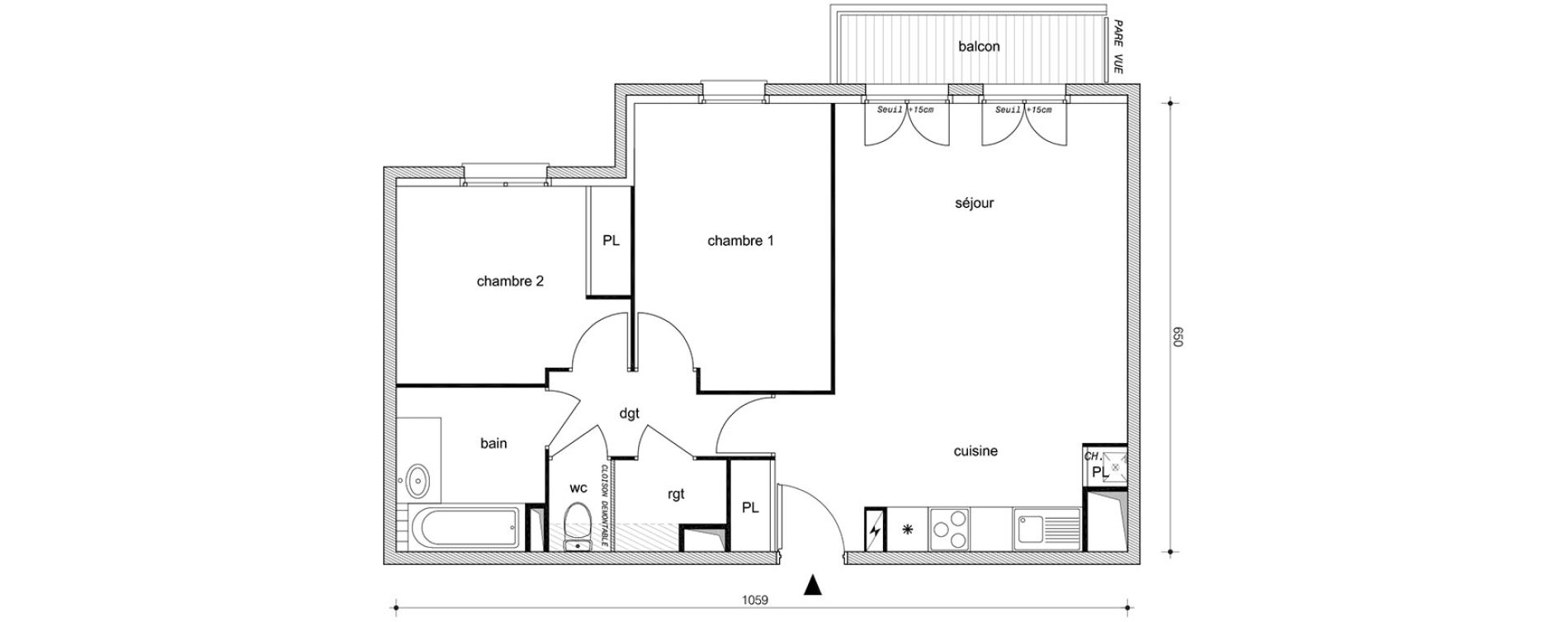Appartement T3 de 62,15 m2 &agrave; Villemomble Centre