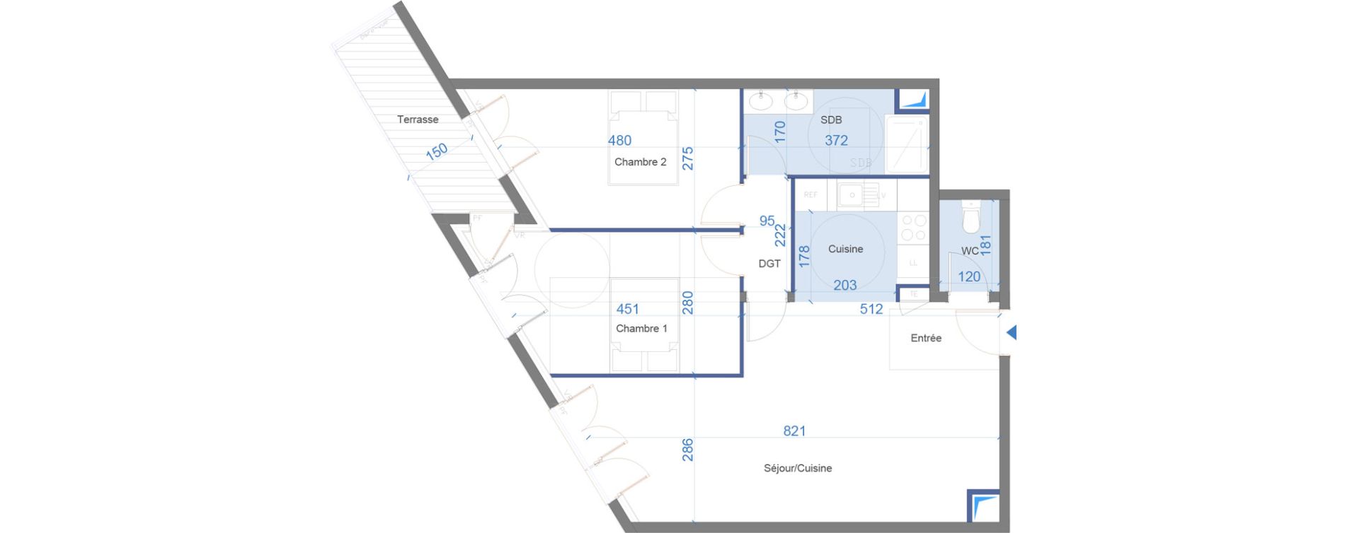 Appartement T3 de 71,30 m2 &agrave; Villemomble Trois fr&egrave;res - mermoz